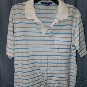 Men's White Striped Golf Shirt | Tournament by Arrow | Large